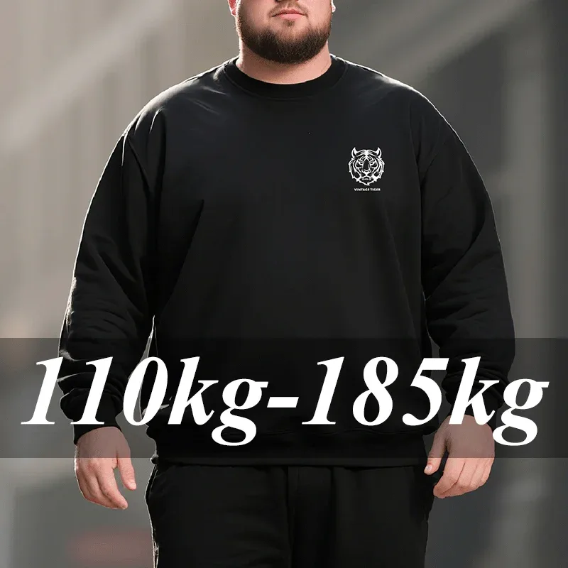 Plus Size Men's Sweatshirt 110-185KG Autumn Winter Casual Pullover High-quality Pure Cotton Sweatshirt Male Clothing 5XL 6XL 7XL