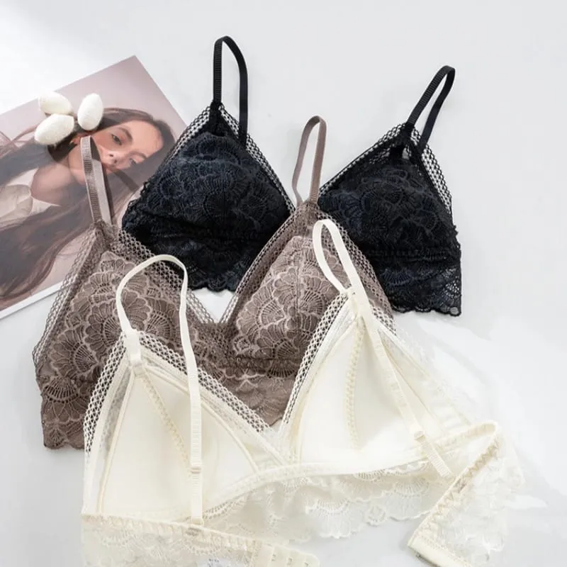 Birdtree Real Silk Bra Brief Set Women Triangle Cup Underwear Low Waist Brief Lace Elegant Sets 2026 Spring New A61815JF — image 5