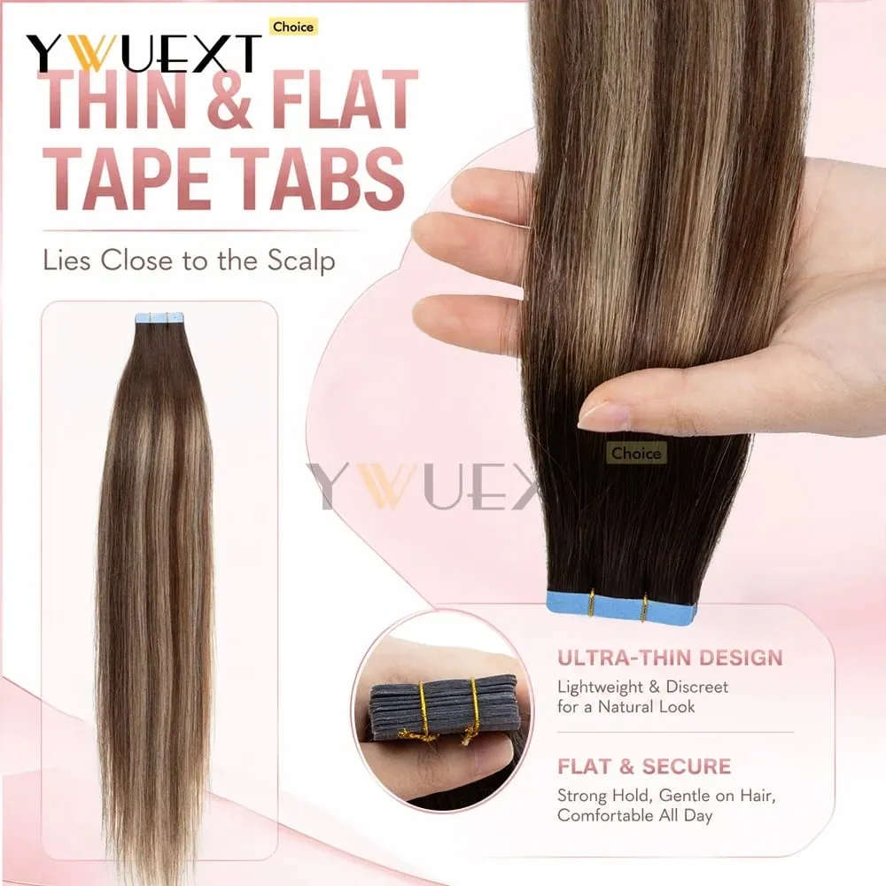 20pcs/Pack Gradient Colors Tape in Human Hair Extensions Add Volume And Length for Women 30g 16-20 inches Salon Quality YWUEXT — image 4