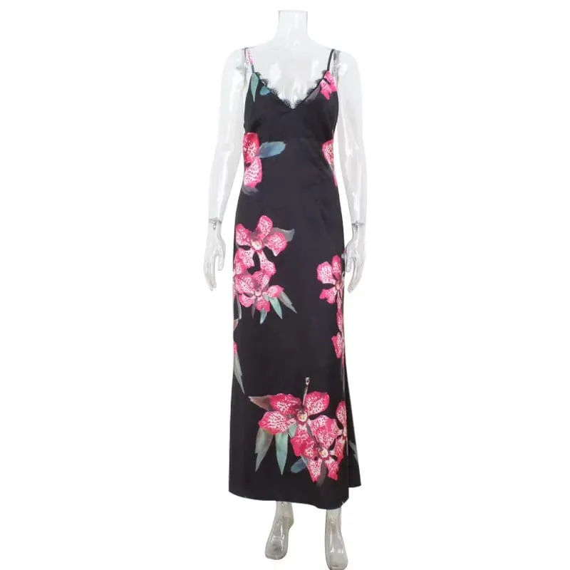 2026 MsChuh Summer Party Dresses For Woman Evening Dress Backless Vestidos Flower Printed Sleeveless Fashion Trendy Temperament