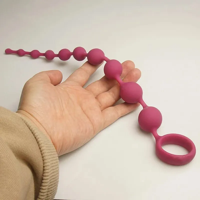 Silicone Anal Beads Sex Toys 10 Increasing Size Balls Anus Butt Plug Analplug Buttplug Butplug With Easy Pull Loop Handle