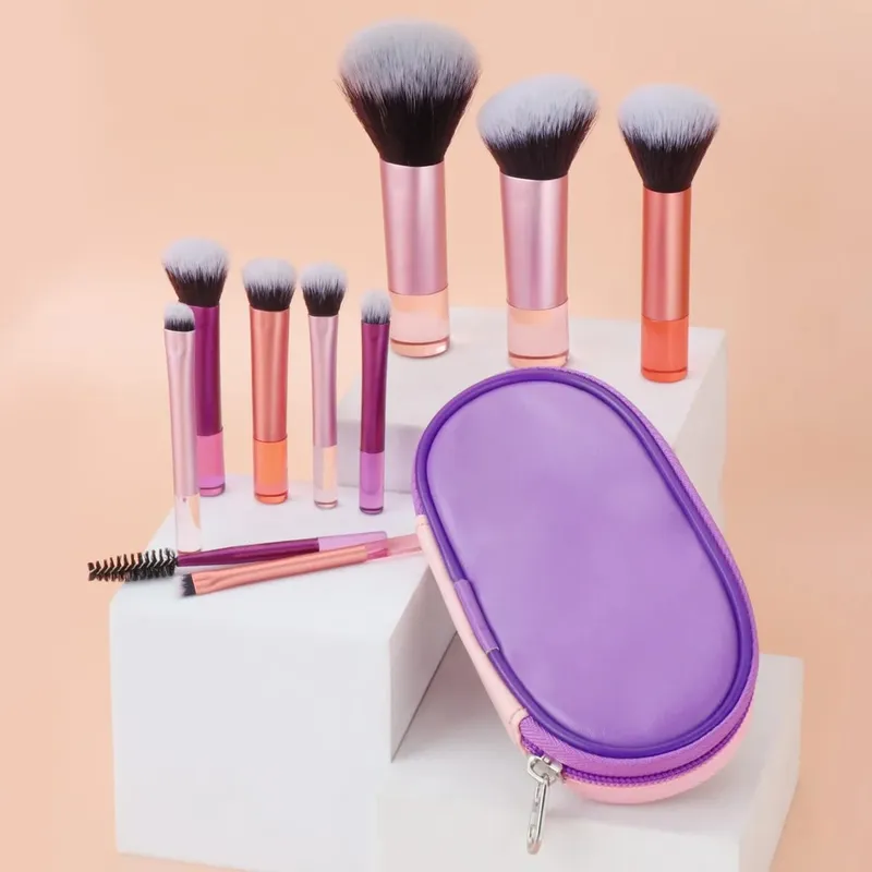 10-Piece Mini Makeup Brush Set with Bag Portable Travel Size Makeup Brush Available in Multiple Colors