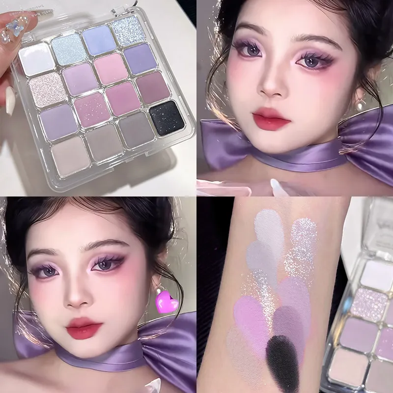 16 Color Eyeshadow Palette Matte Low Saturation Waterproof Glitter Blue Eye Shadow Long Lasting Pink Eyes Makeup Korean Cosmetic — image 6