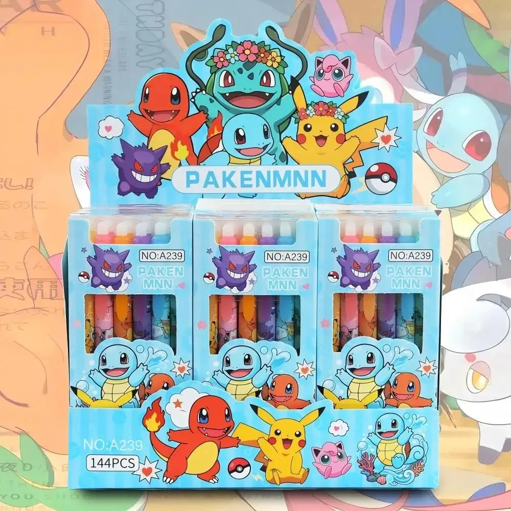 Random 6/12/24pcs Pokemon 0.5mm Blue Ink Erasable Neutral Pens Cute Student School Supplies Cartoon Stationery Rubbable Pen — image 6