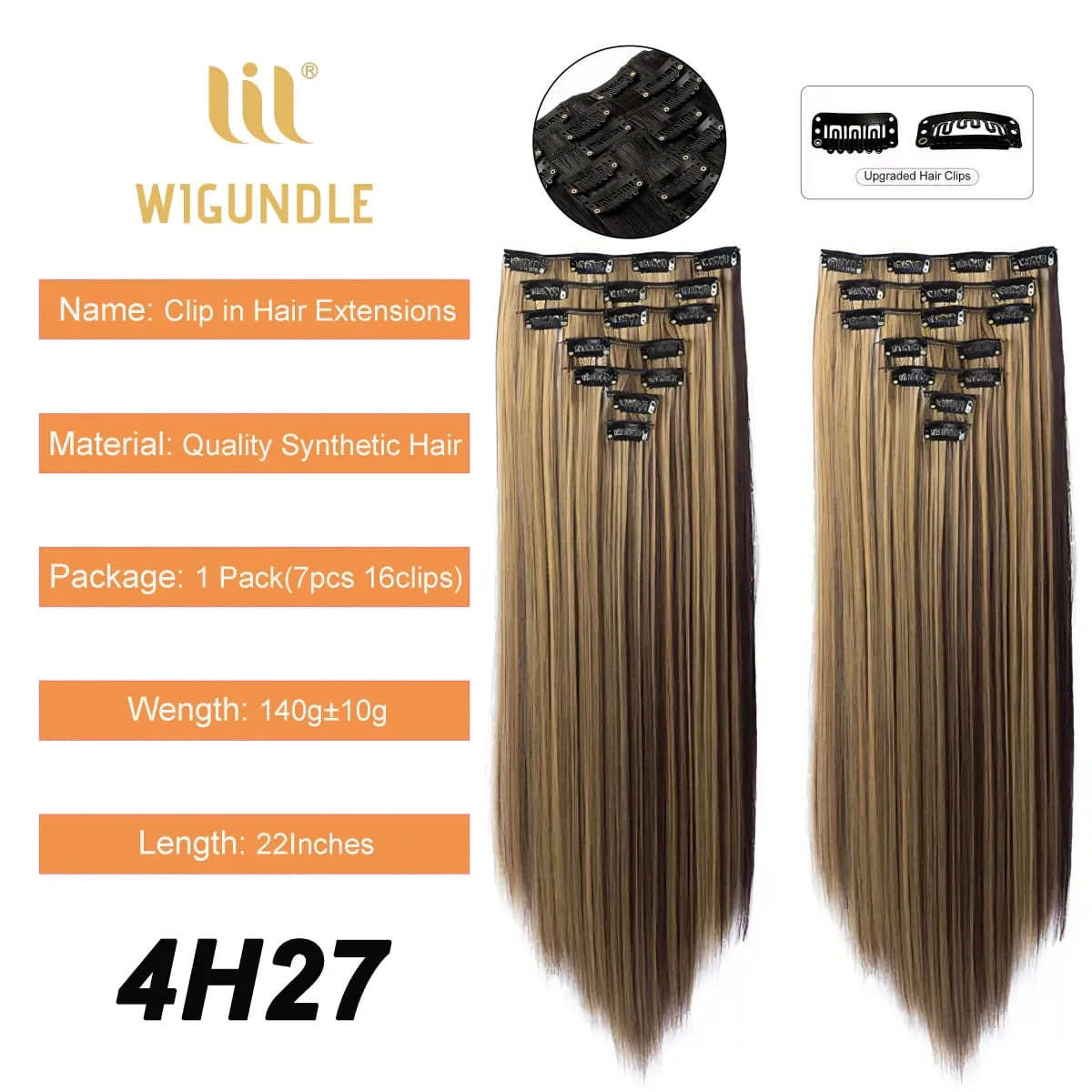 Clips In Hair Extension Long Straight Hair Pieces Clip In Hair Extension 22inches 7pcs/set Synthetic Fake Hair Pieces for Women — image 12