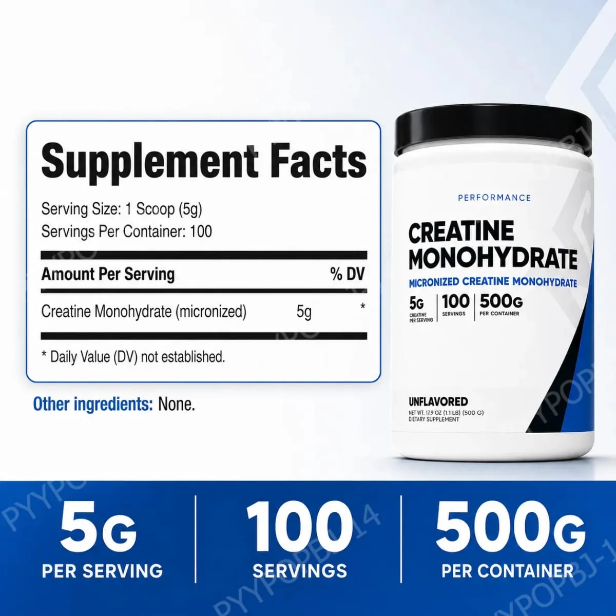 Creatine Monohydrate Micronized Powder Unflavored 5g Per Serving 100 Servings Muscle Energy Strength Power Support 500g — image 4