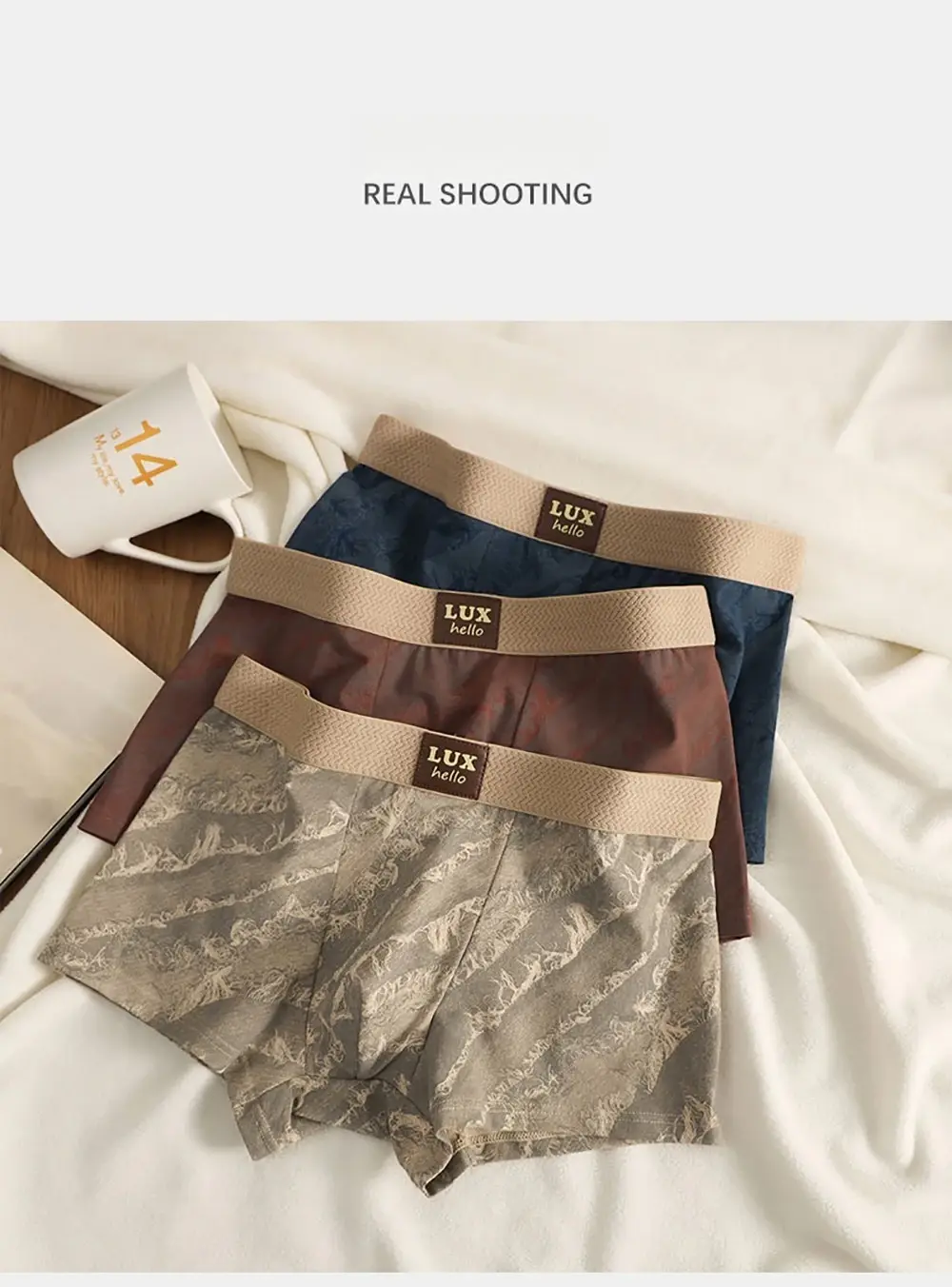 3 unids/pack 100% Boxers de algodón con estampado de lujo para Hombre malla 3D transpirable bolsa antibacteriana ropa interior cómodas bragas suaves para Hombre — image 7