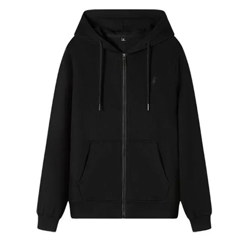 O novo outono e inverno casual masculino roupas esportivas moda ao ar livre jogging fitness zíper moletom com capuz e quente — image 7