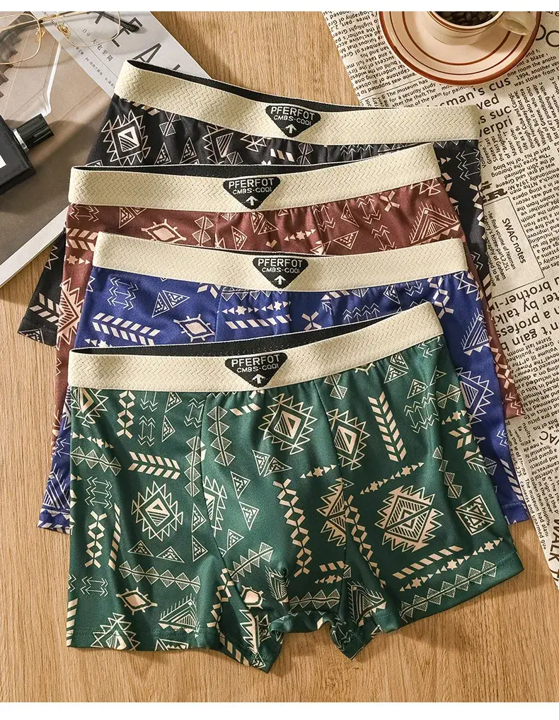 4 pçs shorts esportivos homens graffiti boxers e cuecas moda masculina boxer briefs algodão homem boxer calcinha conjunto homem roupa interior — image 8