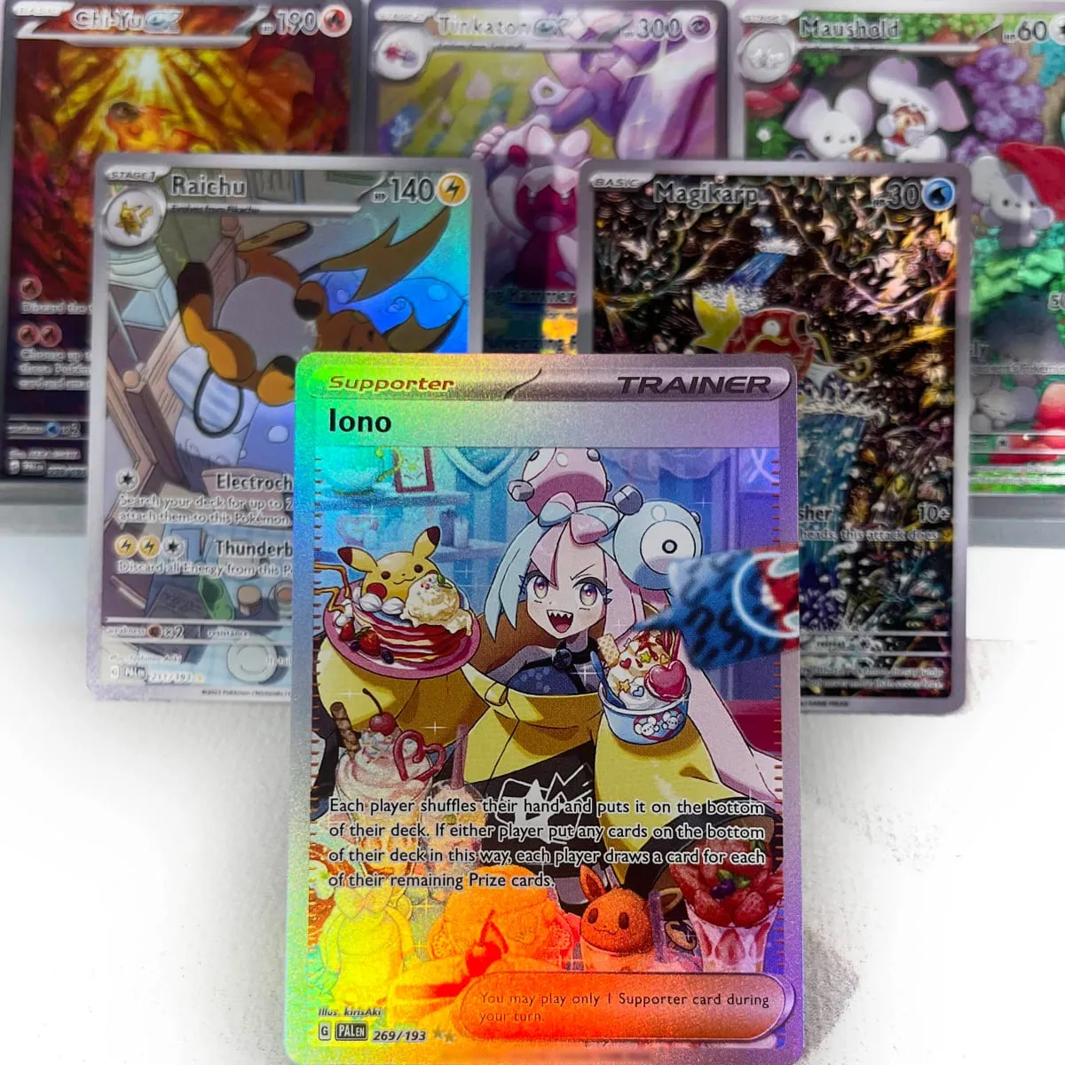Paldea Evolved PKM Cards PTCG4-C GX Rainbow Magikarp Raichu Tyranitar Iono Rare Collection Battle Toys Gifts for Hobbies — image 4