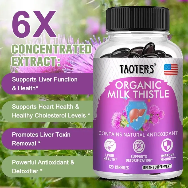 6X Organic Milk Thistle Extract Capsules Help Liver Detox & Cleanse Liver Antioxidant Detox Overall Health — image 2