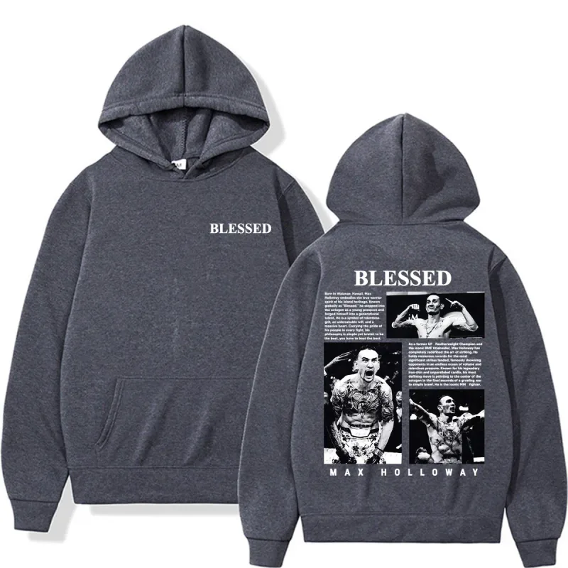 Max Holloway Blessed Vintage Graphic Hoodies Men Women Harajuku Violence Aesthetic Sweatshirts Casual Comfort Long Sleeve Hoodie — image 4