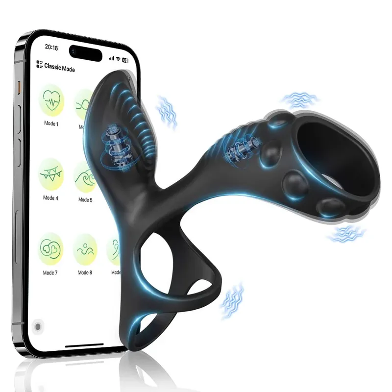 Anel peniano com controle remoto, brinquedo sexual para homens, tempo de atraso, massageador de próstata, rotação 360 °, torção, anéis penianos vibratórios, 18 + — image 9