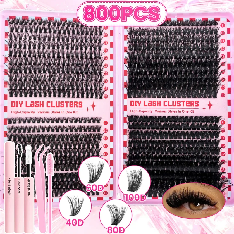Large Capacity 123/800PCS Eyelash Extension Kit Easy to Apply Even for Beginners Soft Fluffy Dense Natural to Dramatic Eye Looks — image 5