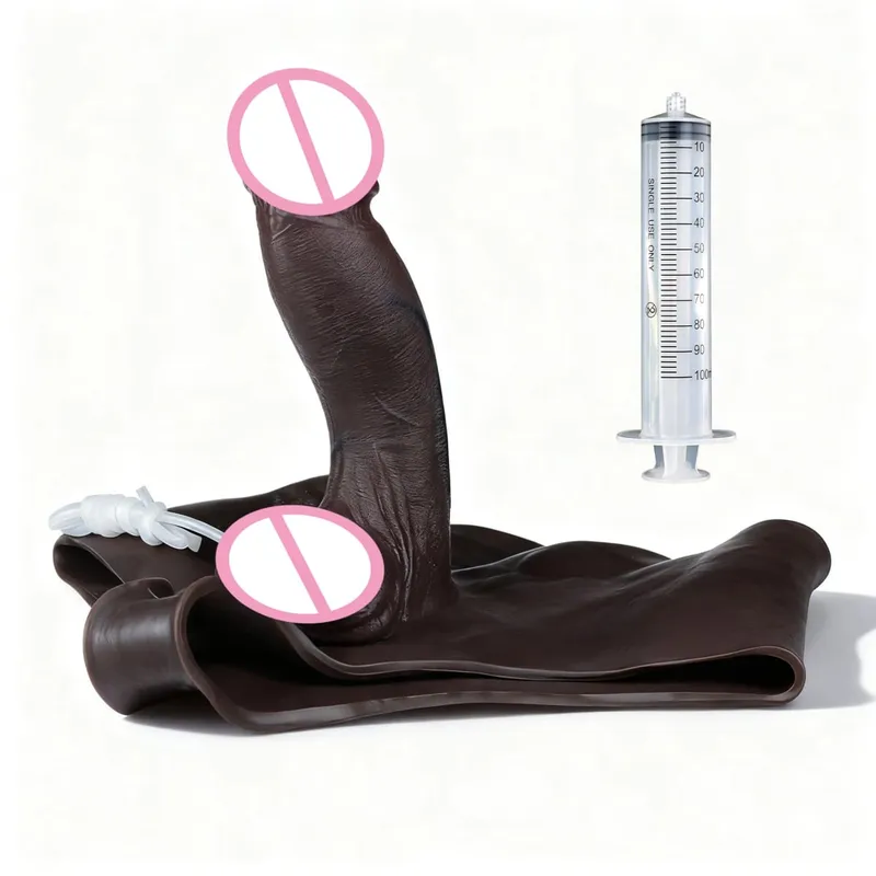 Black Nude Strapon Malaking Makatotohanang Ejaculation Dildo Silicone Squirting Panties Na May Simulated Solid Penis Sex Toy Para sa mga Babae — image 47