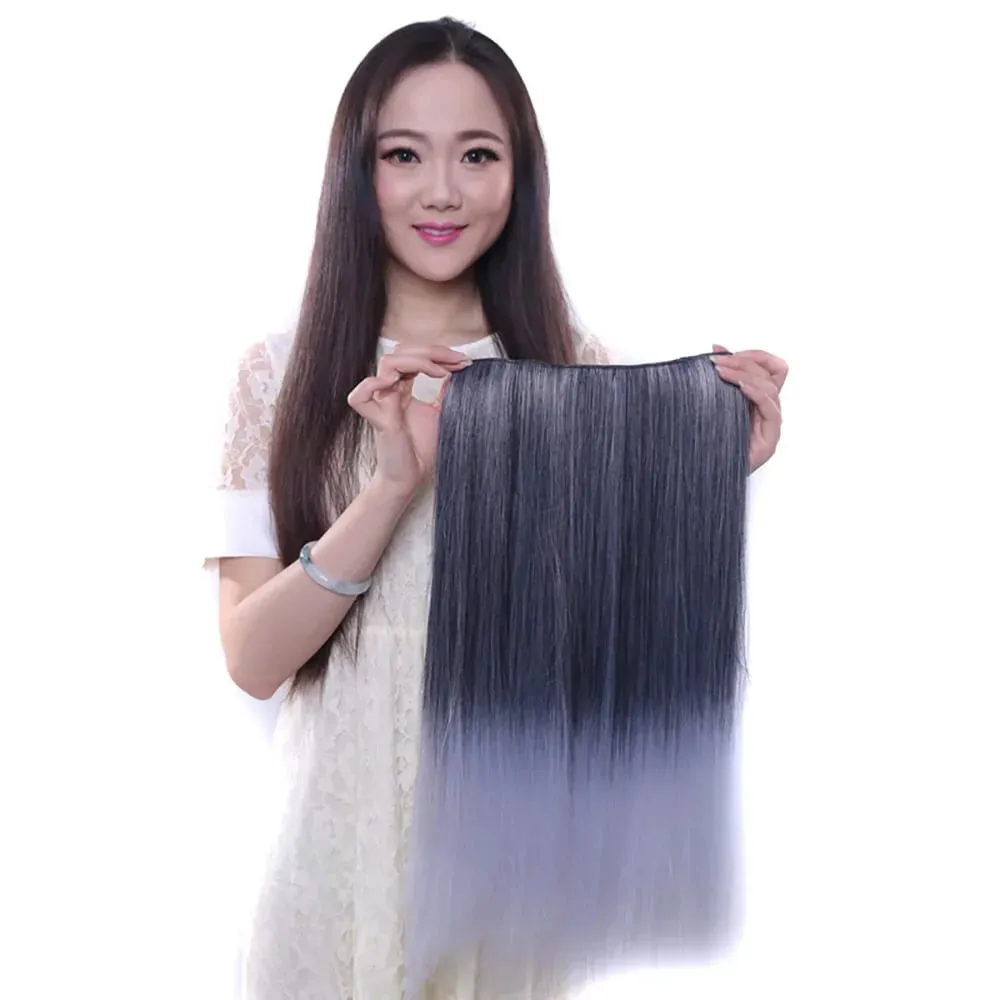 Zolin Clip in Hair Extension One Piece Long Straight Hair Black Gray Color Synthetic Hairpieces For Women Cosplay Use — image 3