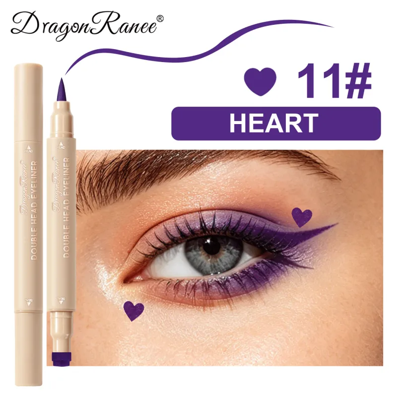 Double-ended Love Star Butterfly Liquid Eyeliner Waterproof Smudge-Proof Quick Drying 2 in 1 Colorful Stamp Eye Line Pen Makeup