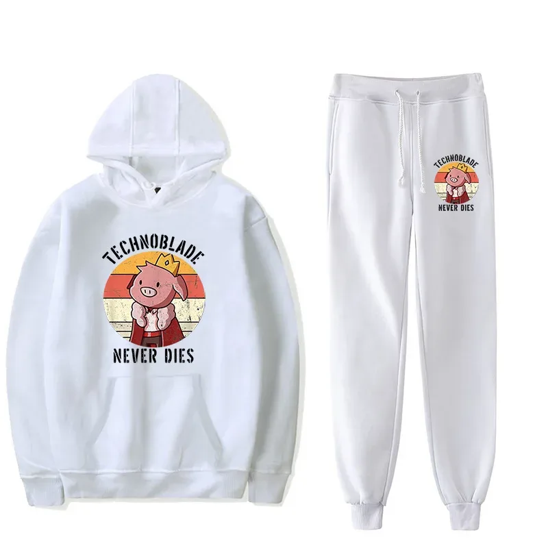 Harajuku Comfortable technoblade Print Sweatshirt Sweatpants Suit Men/Women Hoodies+ Trousers Suit Cute 2 Piece Set Clothes — image 31