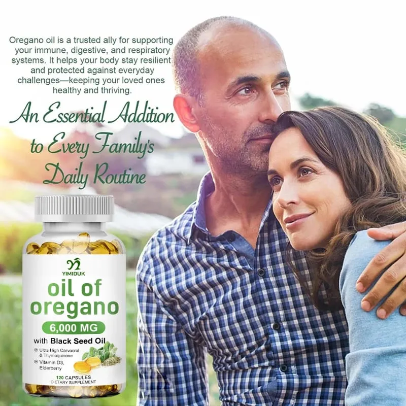 Óleo de orégano + com óleo de semente preta e sabugueiro + vitamina D3 suporta antioxidante e saúde da pele, sistema antibacteriano e imunológico — image 7