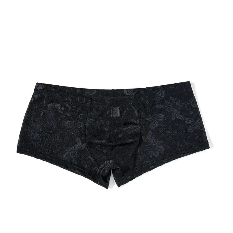 Sexy Mens Boxers Shorts Mesh Panloob na Kasuotan ng Lalaki Lingerie Trunk Transparent Mesh See Through Lace Underpants