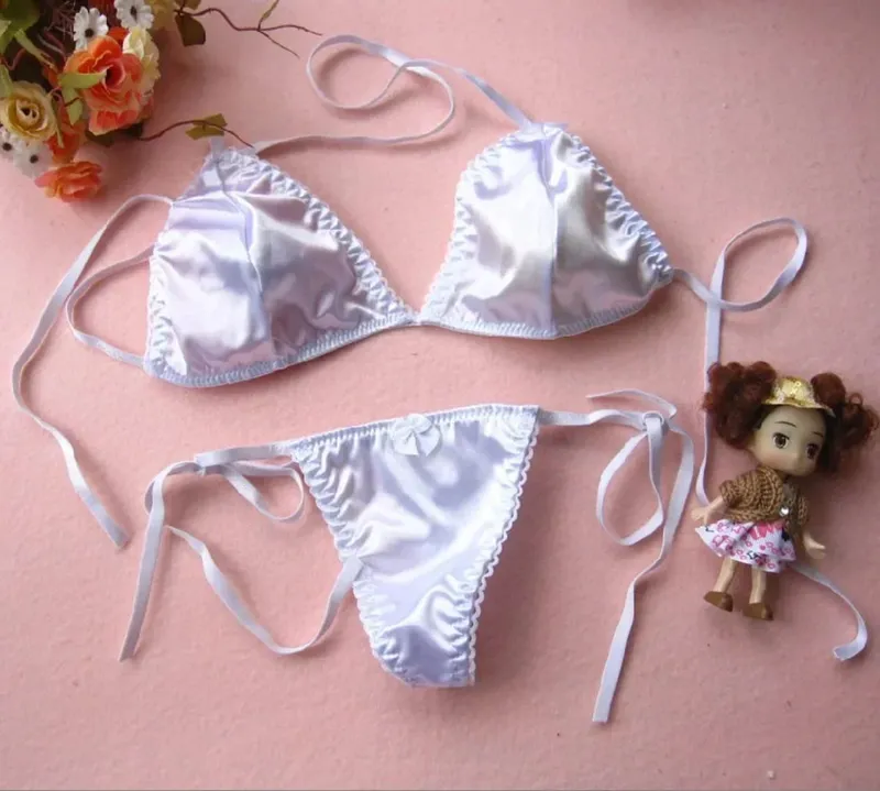 Nyaste sidentrosa G-string Spets Sexiga Underkläder Dam Sexiga Trosor Kvinna Låg midja String Spets Underkläder Intimates Strings T-back