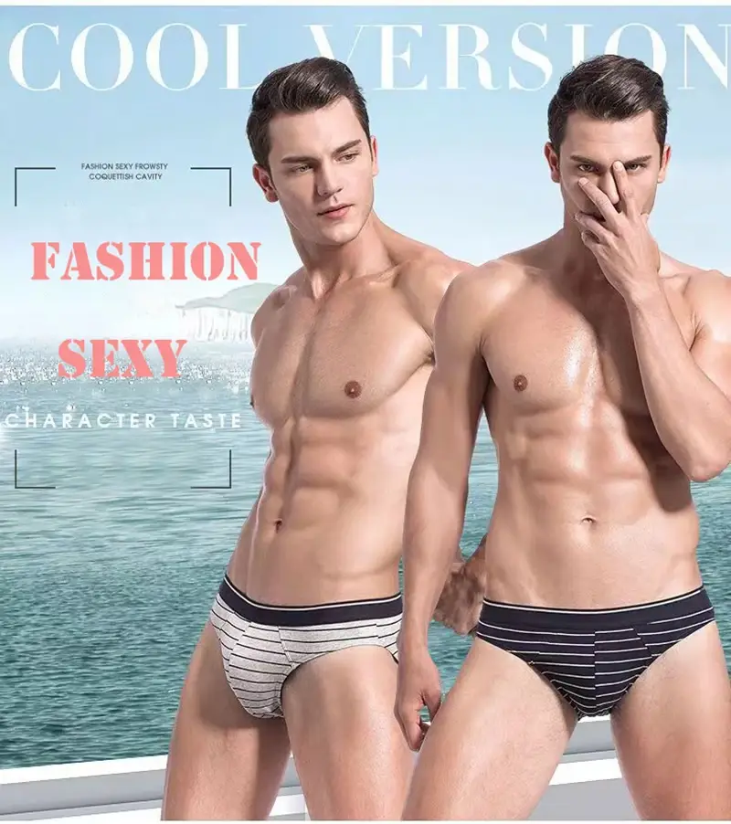 4 pçs/lote cuecas masculinas lingerie sexy calcinha masculina de algodão respirável cueca listrado calcinha lotes por atacado — image 16