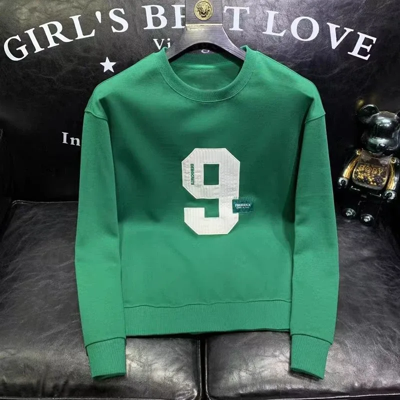 Spring Autumn Men's Trendy Simple Casual All Match Sweatshirt Y2K Streetwear Round Neck Long Sleeve Pullovers Male Loose Hoodies — image 6