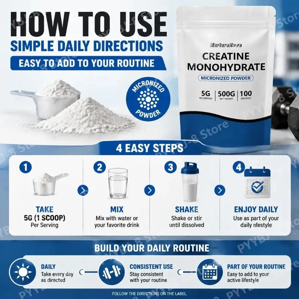 NutureNova Creatine Monohydrate Powder Micronized Gym Strength Training Ingredient for Fitness 100 Servings 500g Net Weight — image 5