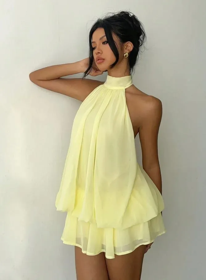 Women's Vacation Slim Fit Fashion Sexy Backless Halter Tie Waist Versatile Solid Color Dress Stylish and Comfortable Summer — image 2