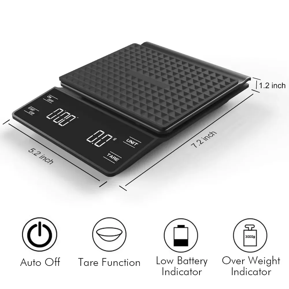 3kg/0.1g Precision Kitchen Scale with Timer-Digital Food Scale for Baking Cooking&Coffee Brewing (LCD Display Home Chef Tool) — image 6