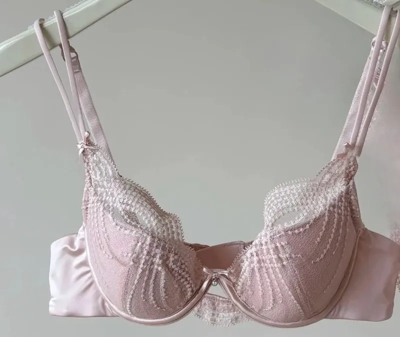 Halvkopp underkläder Set Dam Tunn Cup Push Up Mjuk Bygel BH Trosa Liten bröst Samla sidostöd Anti Sag Underkläder 32‑38 — image 13