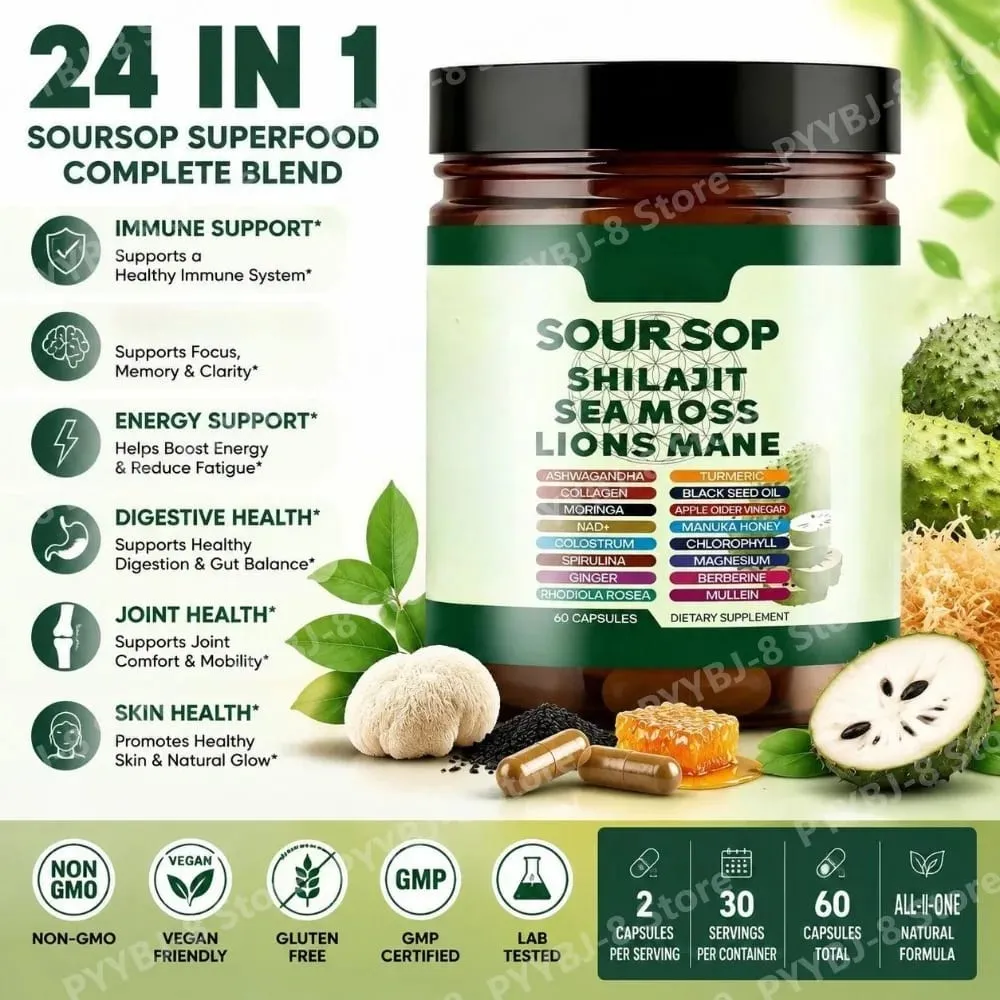 Shilajit and L-Arginine Capsules 60 Count with Pomegranate Cinnamon Fenugreek for Energy Immune Health Daily Wellness Support — image 1