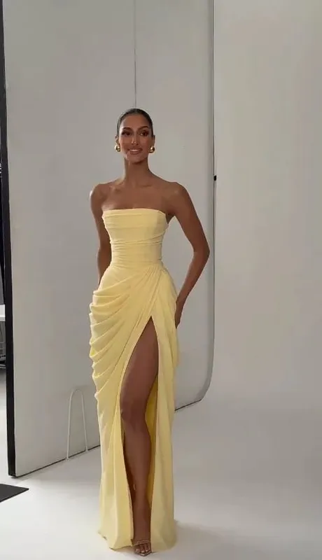 Mulheres amarelo baixo corte sem costas vestido de cintura alta rendas até sem mangas cintura cincher cinta de espaguete vestidos festa clube feminino robe — image 9