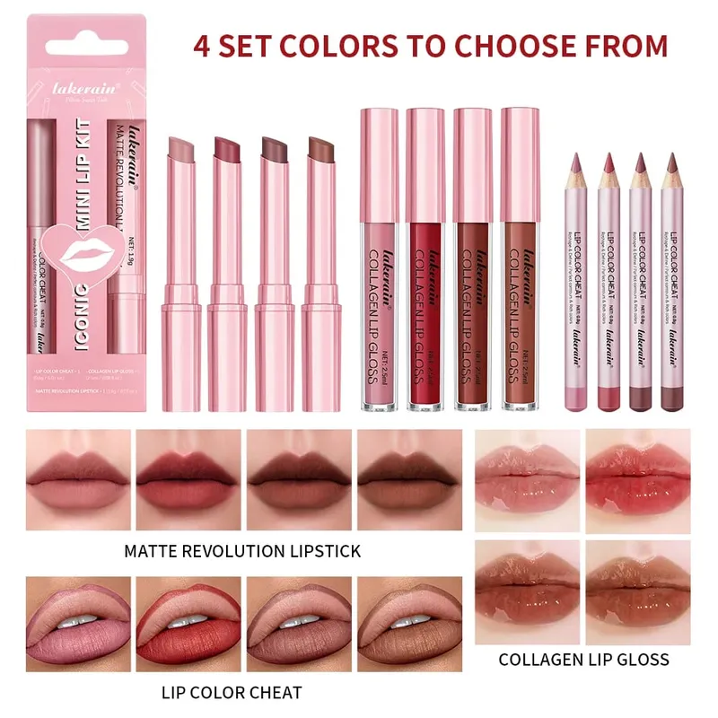5 Color Lip Liner + LIPSTICK Set and Lip Stain Easy Coloring Matte Lip Kit Lipstick Long Lasting Red Lipstick Lip Makeup Set