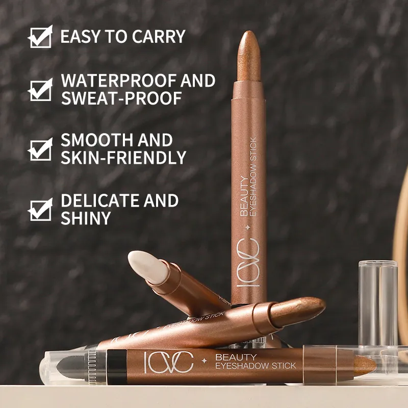 Double Head Waterproof Eyeshadow Sticks Long Lasting High Pigmented Shimmer Glitter Neutral Brown Eyeshadow Pencil Crayon Makeup