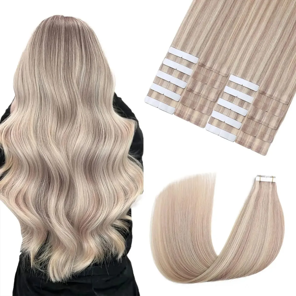 Dark Brown #2 Tape in Hair Extensions Human Hair 14-22inch Skin Weft Silky Straight