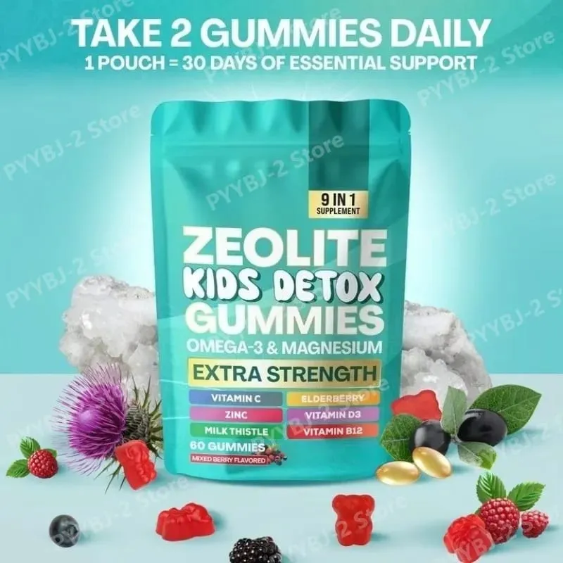 Zeolite Gummies 60 Count Chứa Vitamin Tổng Hợp Omega-3 Magiê và Elderberry Hỗ Trợ Giải Độc & Sức Khỏe Hệ Miễn Dịch — image 5