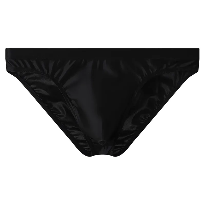 Luxury Brown Satin Men's Bikini Briefs High Elastic Waistband Smooth Shiny Underpants With 3D Contour Pouch Breathable Intimates — image 4