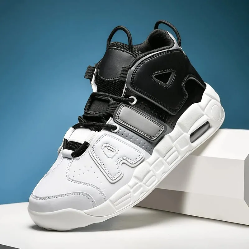 New Large-sized High-top Men's Shoes Lightweight and Anti-slip Air Cushioned Sports Running Shoes Casual Basketball Shoes