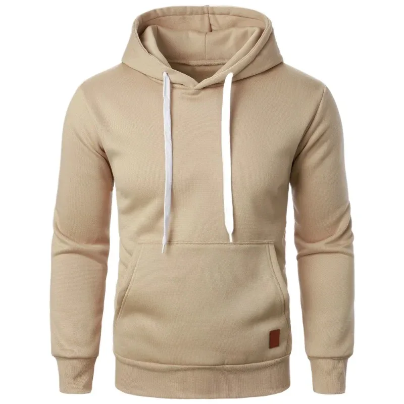 Masculino casual gola com capuz cordão hoodies moletom camisas de manga longa ao ar livre streetwear cor sólida pulôver leve — image 9
