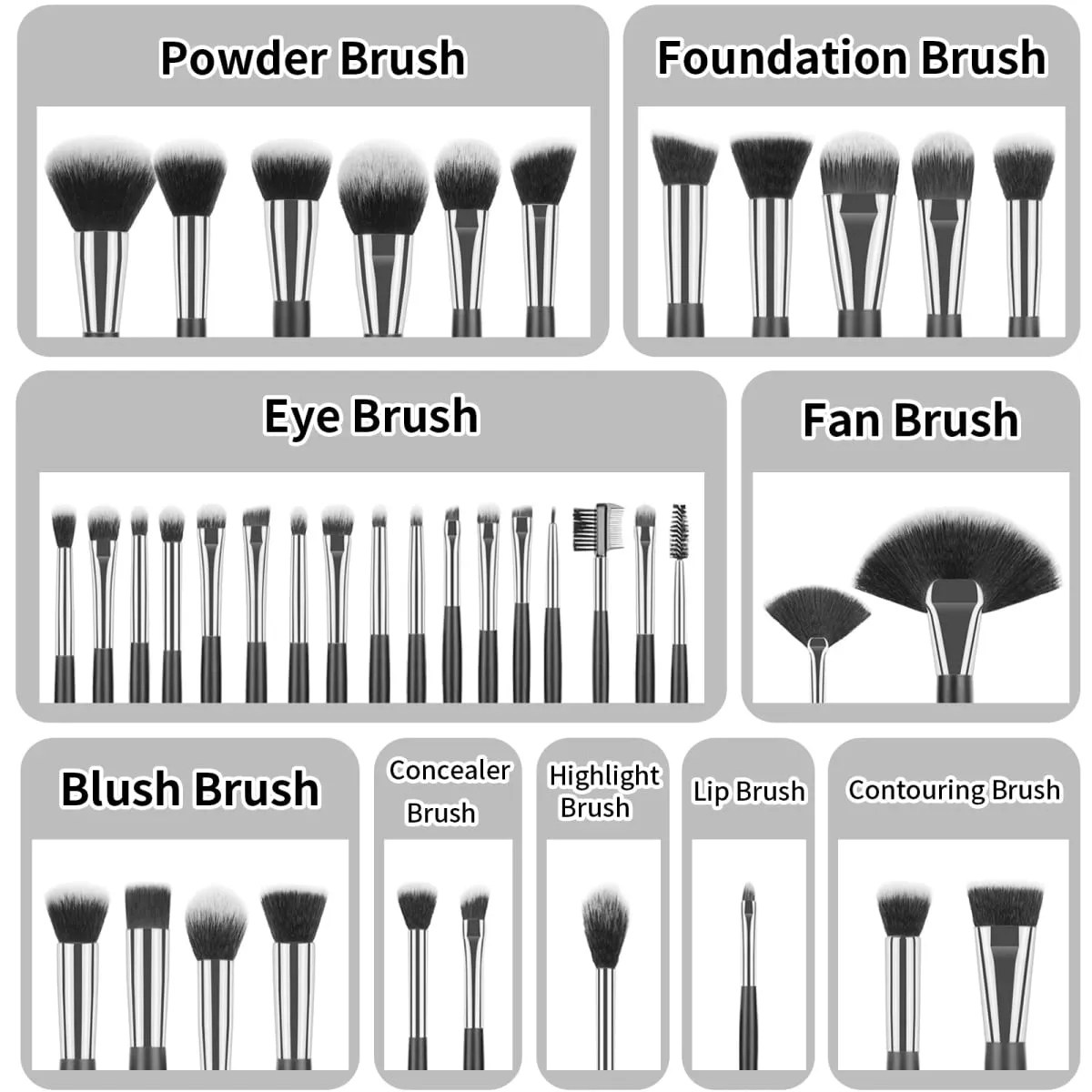 Professional 40Pcs Short Handle Makeup Brush Kit With Bag Complete Highlight Concealer Brow Tools For Daily Touch Up & Travel — image 6