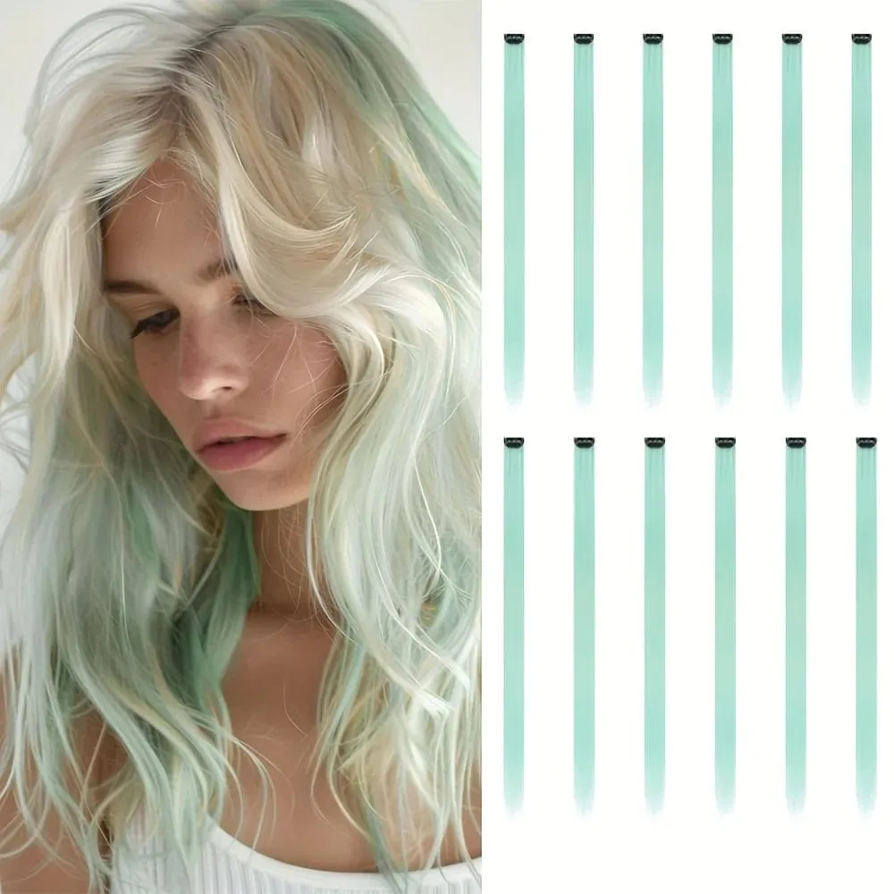 12Pcs Clip In Hair Extensions 22 Inch Synthetic Color Extensions Women's Exclusive Long Straight Style Multiple Colors Available — image 15