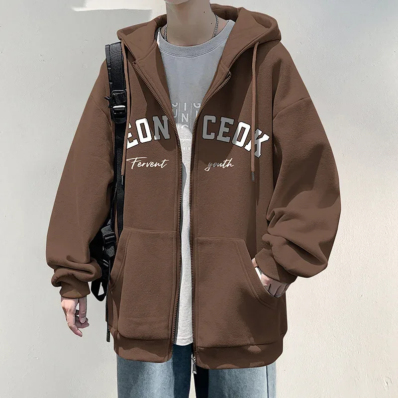 Spring Men's Streetwear Letter Printed Zip Up Hoodies 2025 New Hip Hop Long Sleeve Hoody Sweatshirts Oversized Y2K Tracksuit — image 7