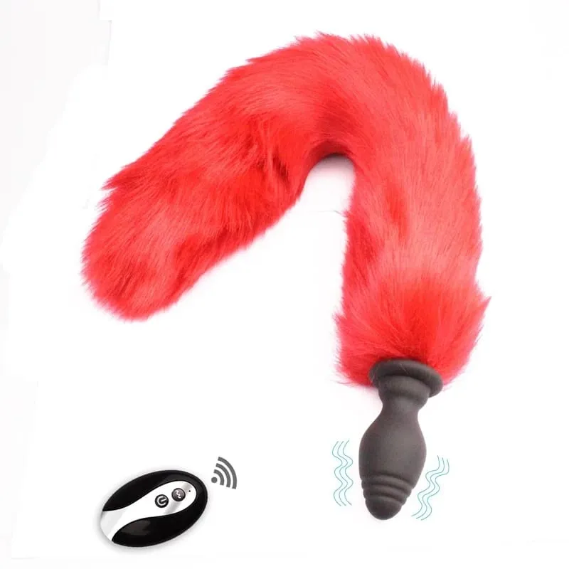 Fox Tail Anal Plug na may Remote Control Vibrating - Faux Fur at Silicone Role Play Pang-adultong Laruang Multi-Color BDSM Sex Toys para sa Mag-asawa — image 10