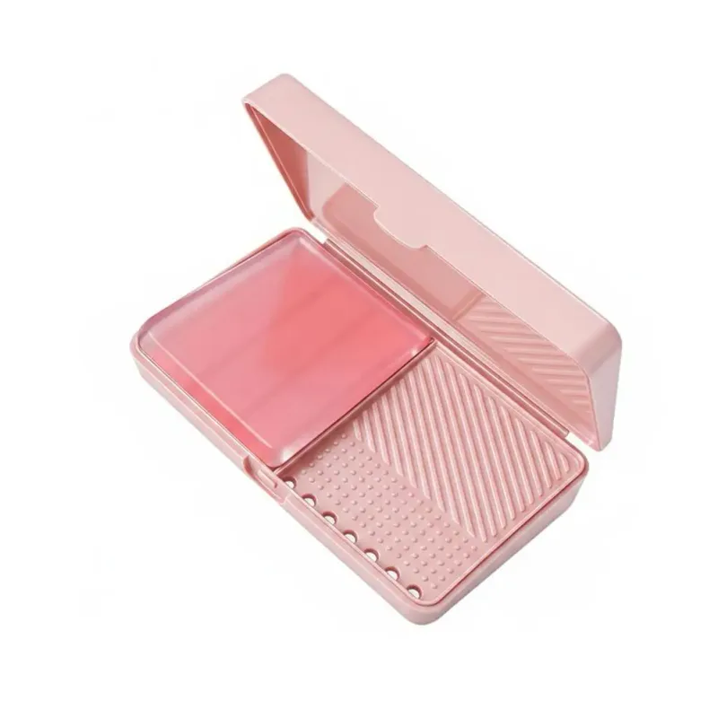 Makeup Brush Cleaning Soap Box Portable Mini Washboard Makeup Brush Cleaner With Soap For Easy Cleaning Brushes Washing Tools