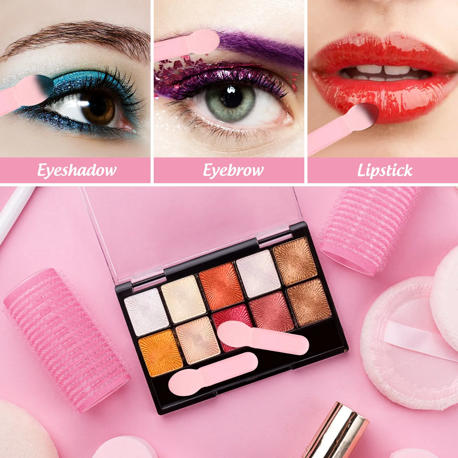 100Pcs Eyeshadow Applicator Sticks Soft Blending Sponge Brushes Makeup Tools for Eye Shadow Powder Makeup Brushes Women Teens