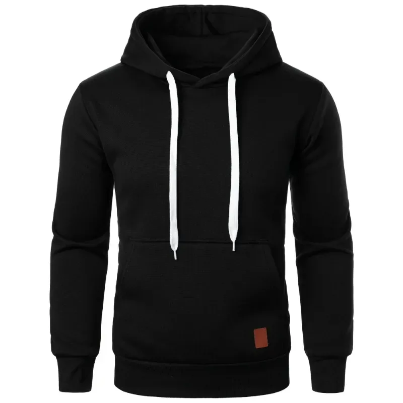 Masculino casual gola com capuz cordão hoodies moletom camisas de manga longa ao ar livre streetwear cor sólida pulôver leve