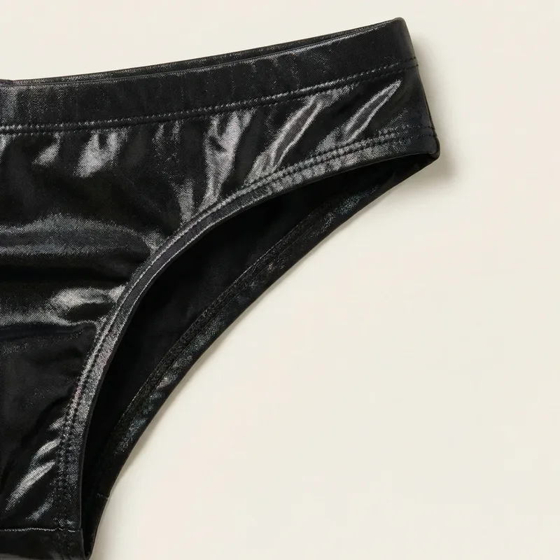 1 db férfi poliuretán bőr háromszög nadrág, üreges, szexi háromszög fehérnemű, boxfitness, felnőtteknek szóló újdonság, édes ajándék — image 6