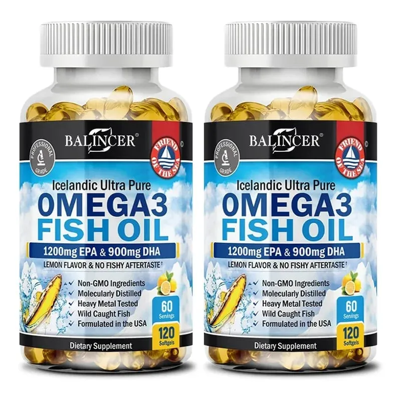 Fiskeolie Omega 3 Indeholder EPA 1200mg & DHA 900mg - til led Øjne Kognitivt tilskud Ikke-GMO glutenfri — image 8