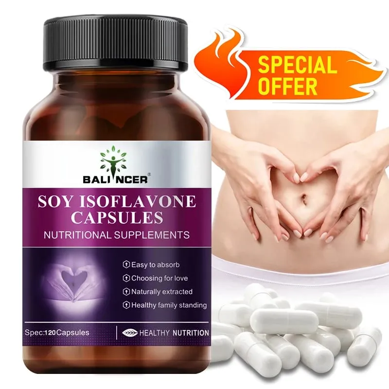 Soy Isoflavone Capsules Women's Health Hormone Balance Menopause Relief Mood Support Non-GMO Female Nutritional Supplement — image 1
